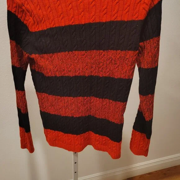 Karen Scott Women's Red & Black Striped Sweater Size Medium Cotton - Picture 9 of 10